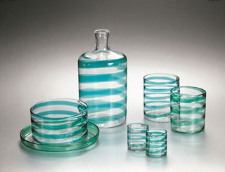 Glassware in a clear and green colour.