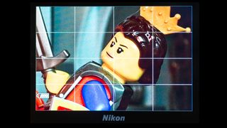 Live view screen showing close up of Lego figure and perfect focus