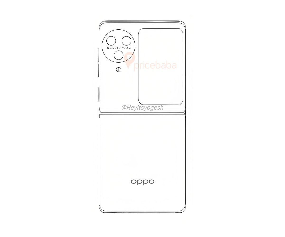 Design vazado do OPPO Find N3 Flip com caixa de câmera circular
