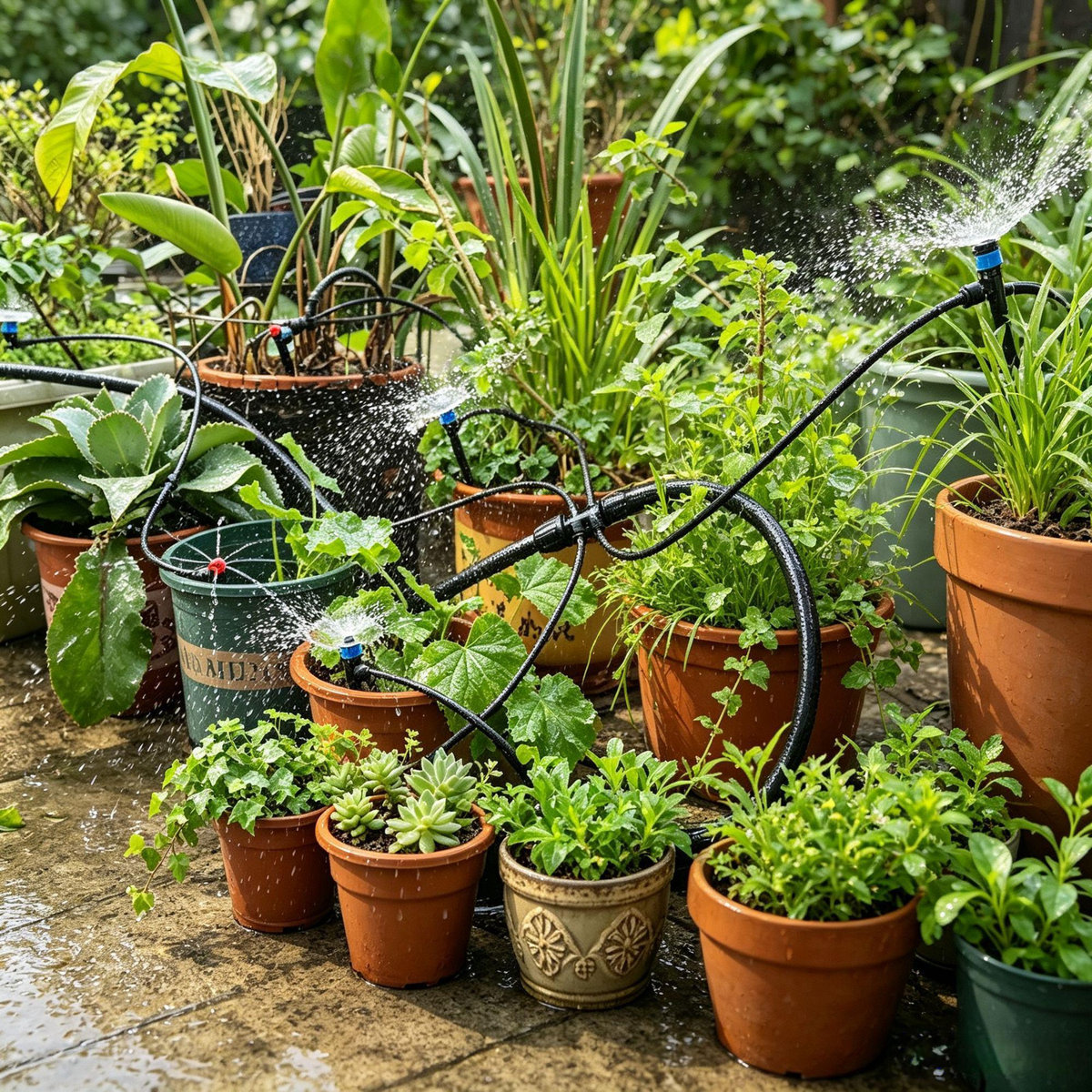 Cjgq Drip Irrigation System for Garden, 98 Ft Garden Watering System Drip Irrigation Kit, With Tubing and 30pcs Sprinklers - Locking Nozzle Emitters, Adjustable Misting Sprayers, Suitable for Lawn Yard Flower Green Houses Plants & Reviews | Wayfair