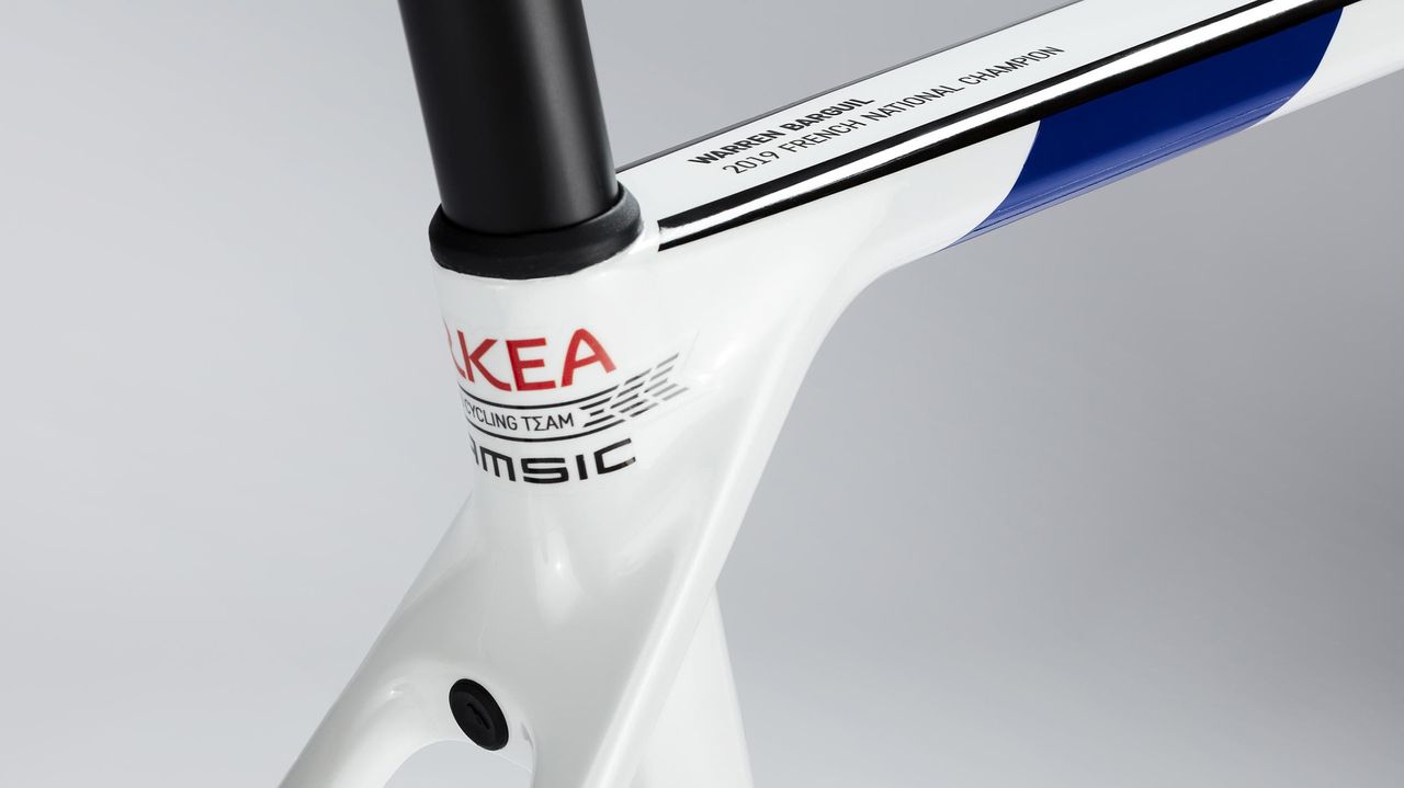 A close-up of some of the detailing on Barguil's new bike