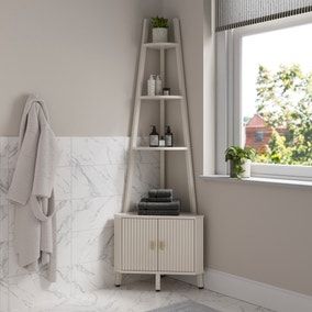 Elsie Corner Ladder Shelf With Door