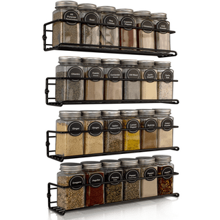 Spice Rack Organizer for Cabinets or Wall Mounts, Koovon 4 Tier Hanging Racks, Space Saving Seasoning Organizer for Kitchen Cabinet, Cupboard or Pantry Door, Metal, 11.5