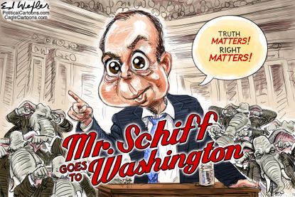 Political Cartoon U.S. Adam Schiff impeachment trial Mr Smith Goes to Washington