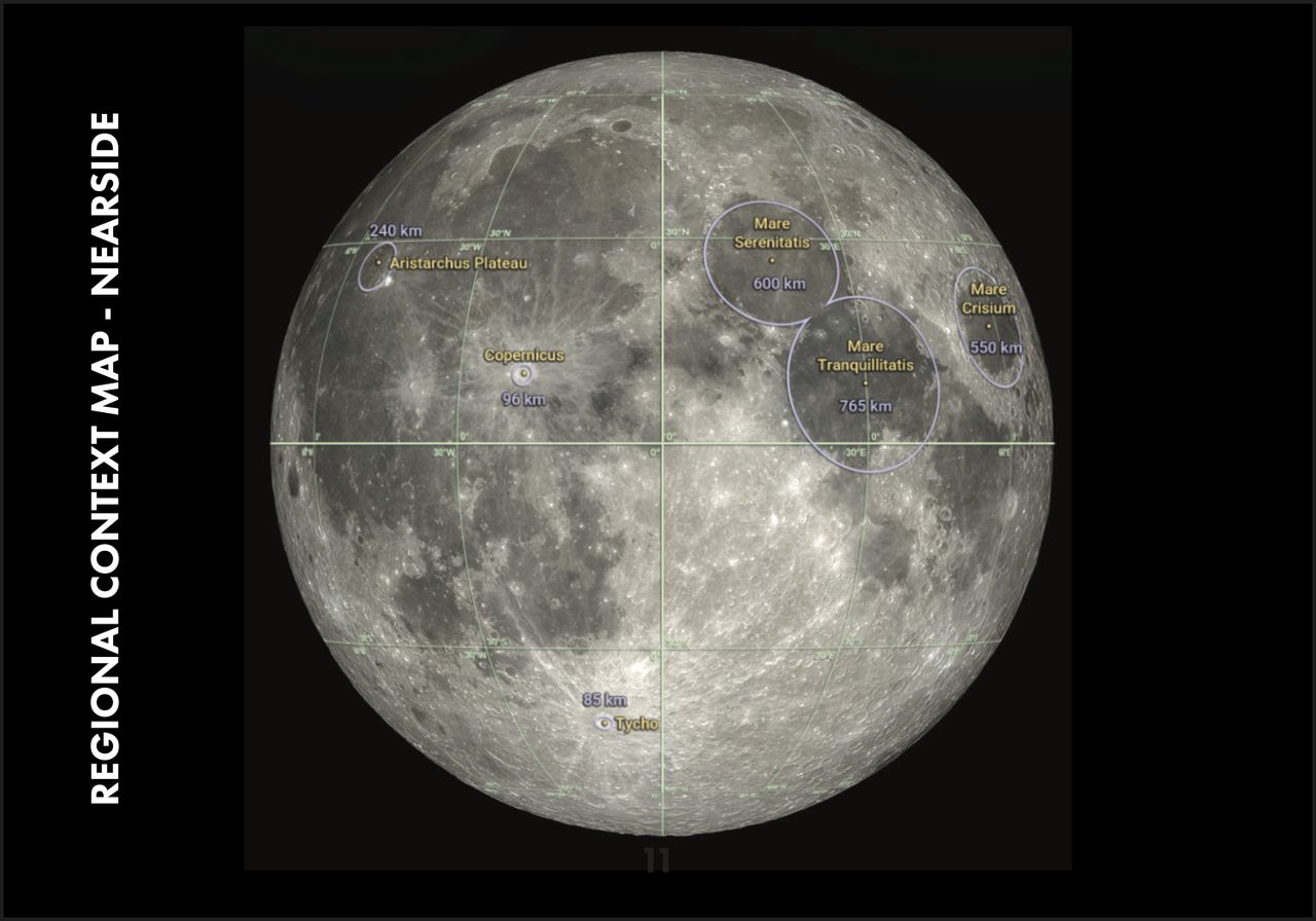 Artemis 2 Lunar Science Passport regional context map, nearside.