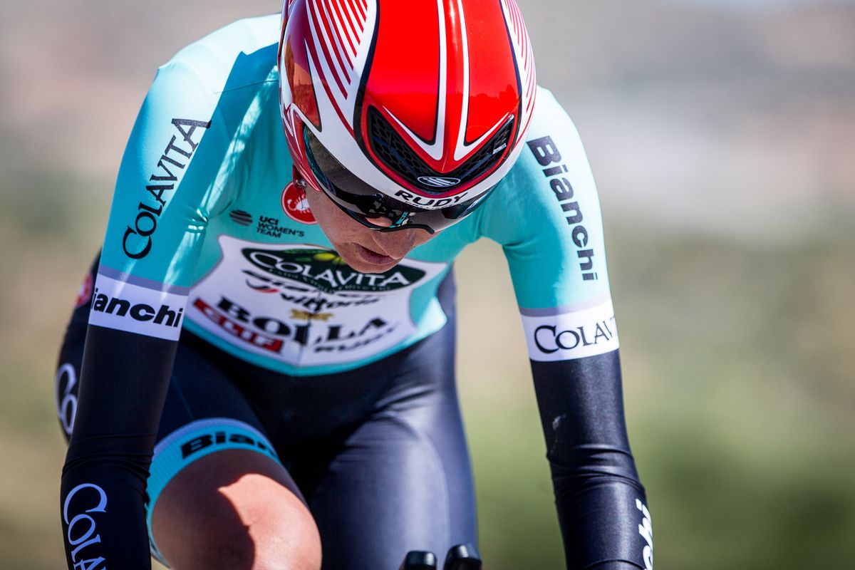 Abbi Mickey (Colavita) on the climb.