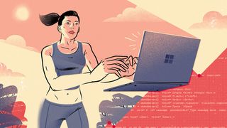 Speedy learning: A woman runs while coding