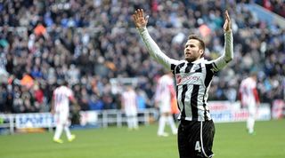 Yohan Cabaye celebrates scoring for Newcastle United