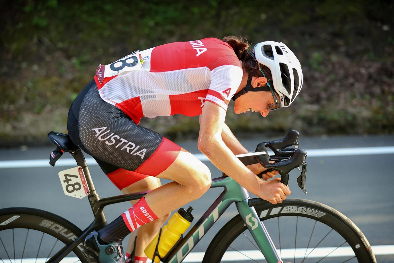 Tokyo 2020 Olympic Games Olimpiadi Tokyo 2020 Womens Road Race Musashinonomori Park Fuji Internetional Speedway 137 km 25072021 Anna Kiesenhofer Austria Alex WhiteheadSWpixBettiniPhoto2021