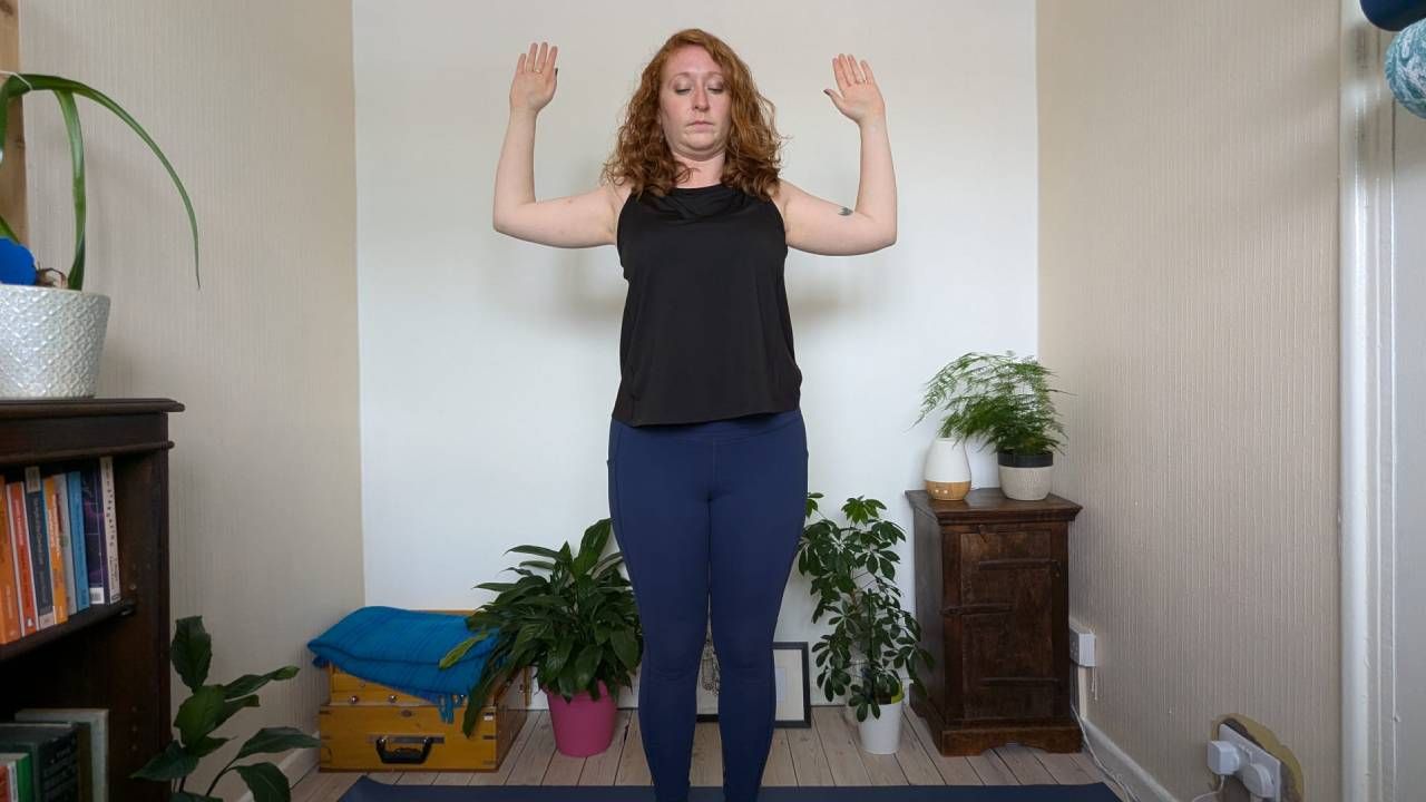 Cactus arms yoga pose