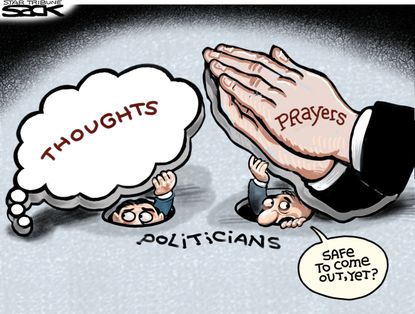 Political cartoon U.S. Congress gun control thoughts and prayers