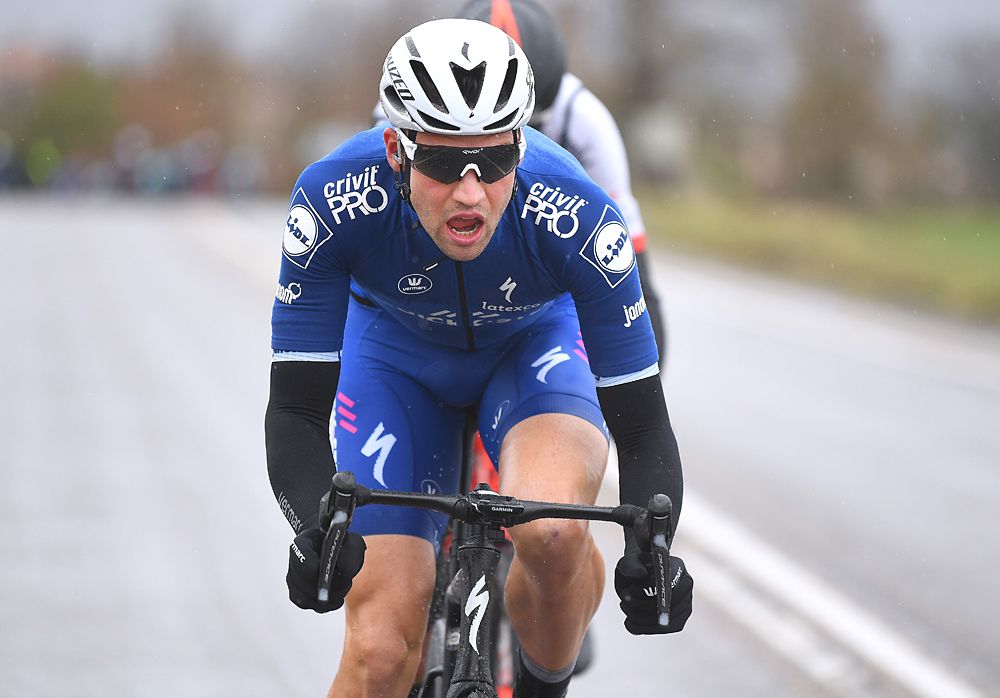 Maximilian Schachmann (Quick-Step Floors) leads the breakaway before winning stage 6 of the Volta a Catalunya.