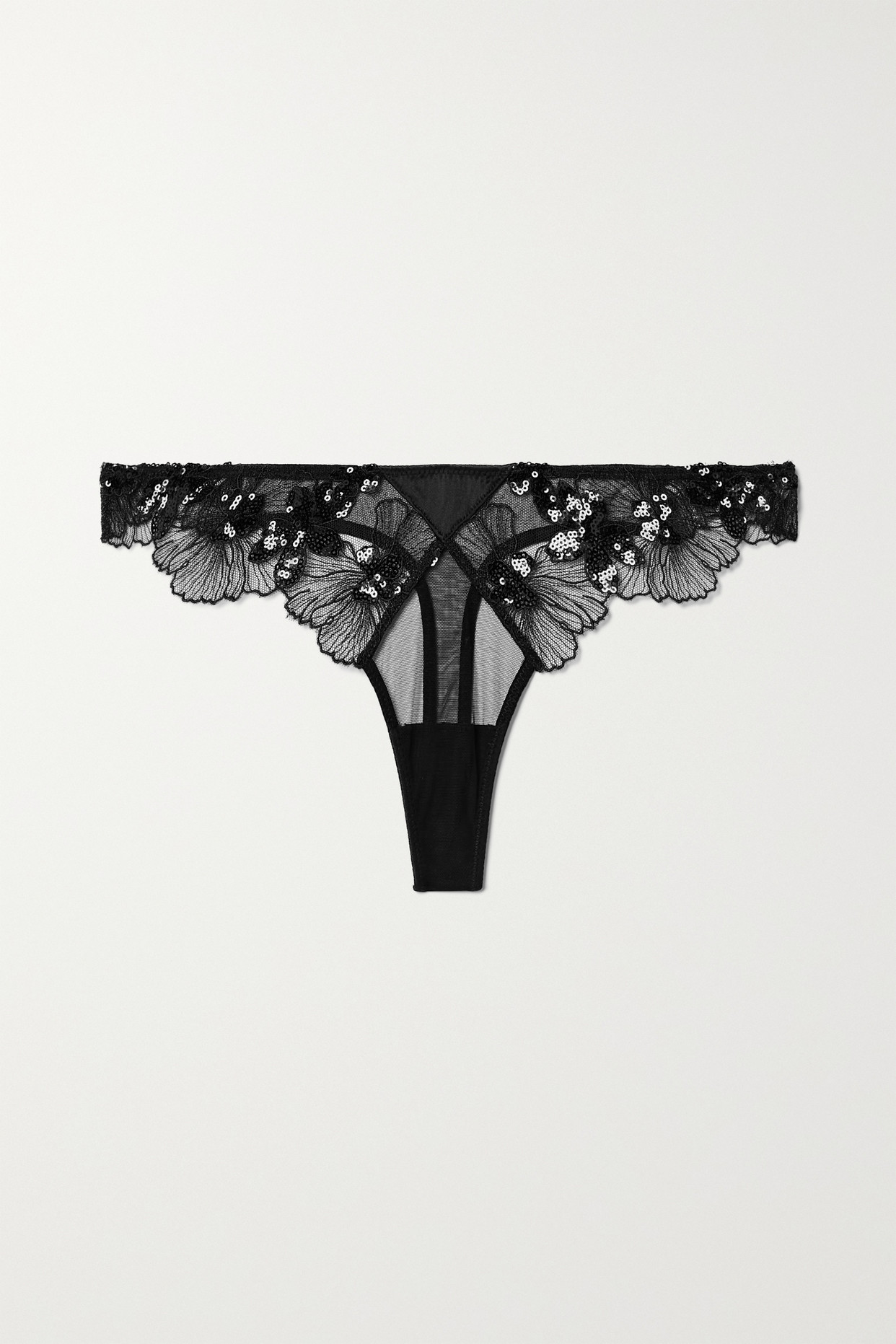 + Net Sustain Embellished Embroidered Recycled-Tulle Thong