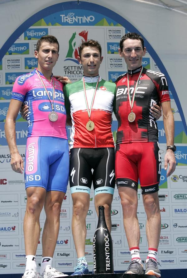 The Italian time trial podium: Adriano Malori, Dario Cataldo and Marco Pinotti