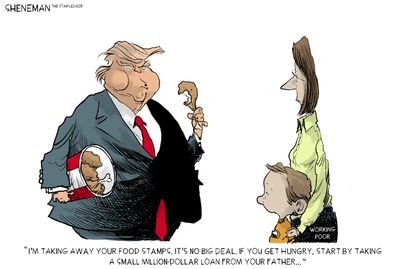 Political Cartoon U.S. Trump Food Stamps SNAP Money