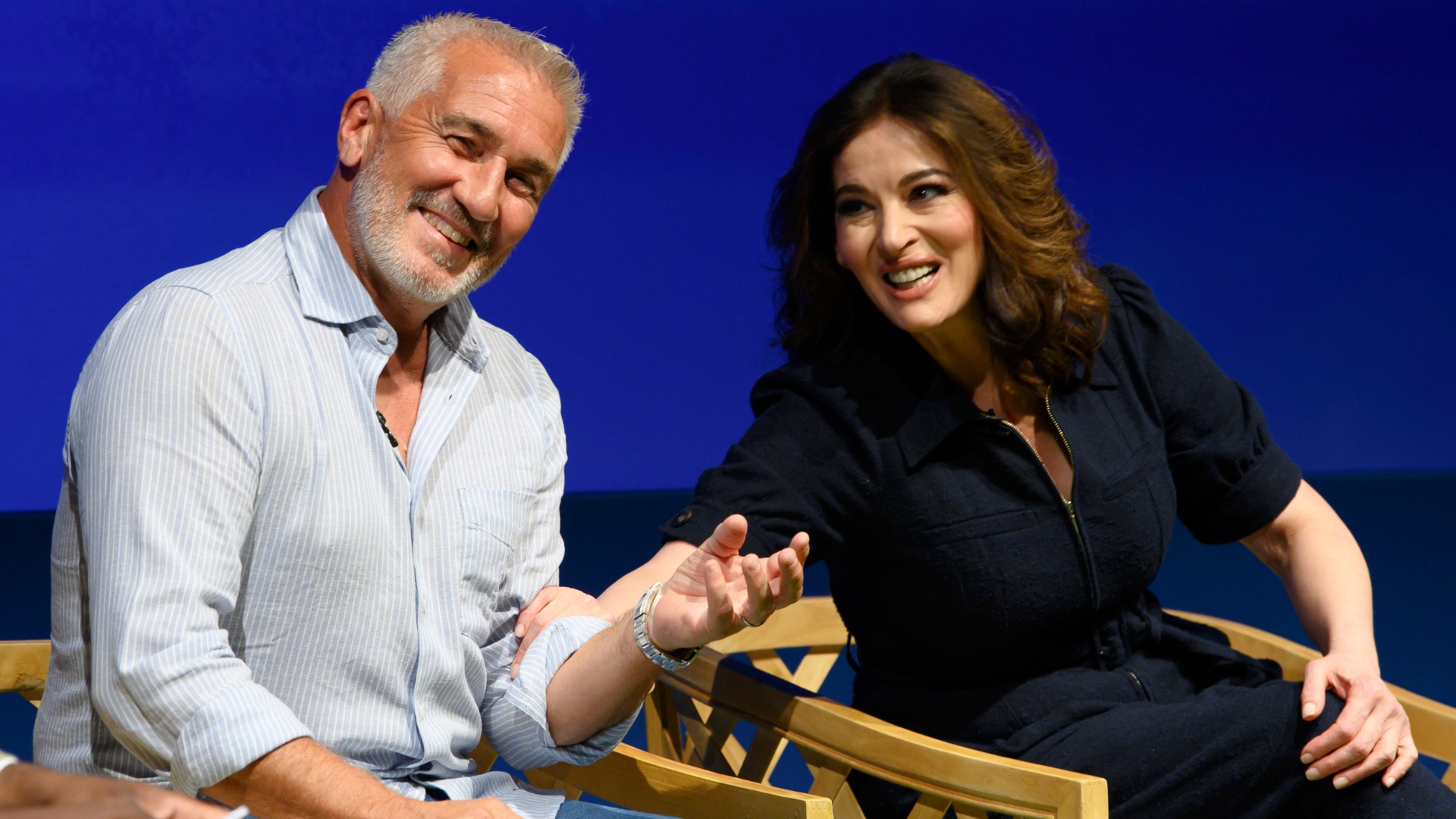 Nigella Lawson and Paul Hollywood at the launch of the new series of "The Great British Bake Off" on September 07