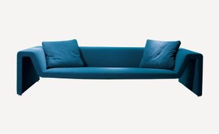 Abstract shaped bold blue sofa