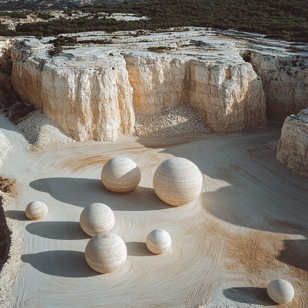 Stone spheres in quarry