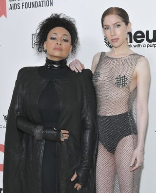 Raven-Symoné and Miranda Pearman-Maday attend Elton John AIDS Foundation's 30th Annual Academy Awards Viewing Party on March 27, 2022 in West Hollywood, California