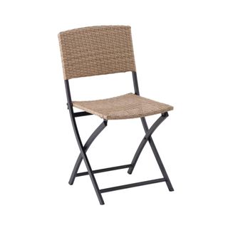 Metal chair with a natural wicker seat
