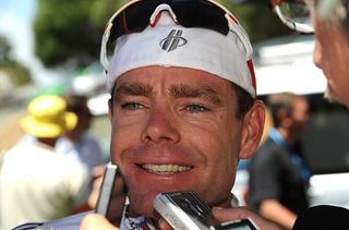Cadel Evans (BMC) happy after a strong 3rd place finish on stage 3.