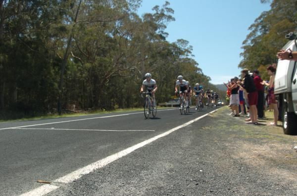 Brian Mcleod leads the break through the feed zone.