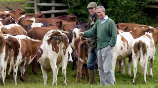 Prince William and King Charles inspecting cattle at Home Farm