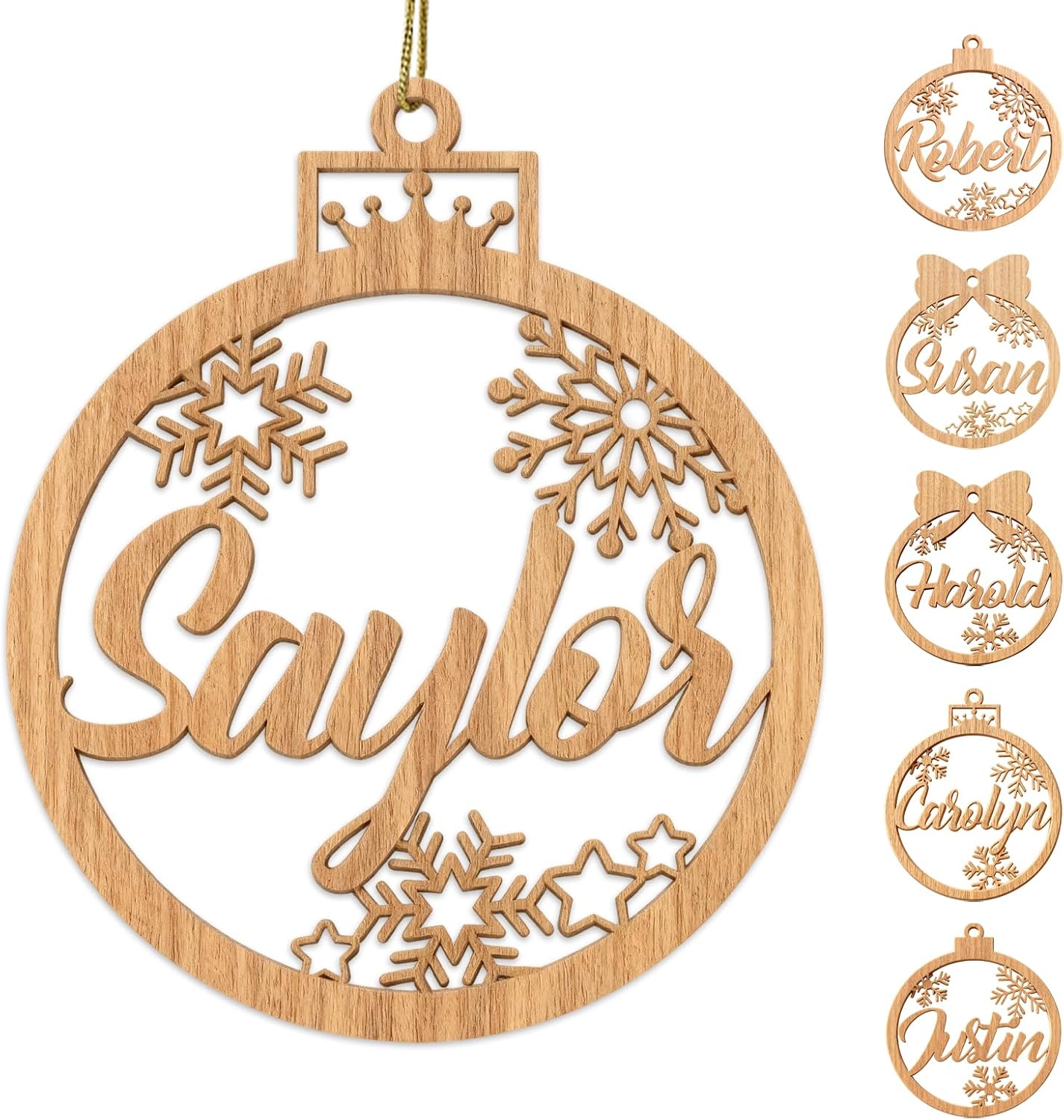 Idiy Personalized Name Ornaments for Christmas Tree-Custom Wooden Christmas Ornaments 2025, Personalized Ornaments for Christmas Tree 1-6 Styles