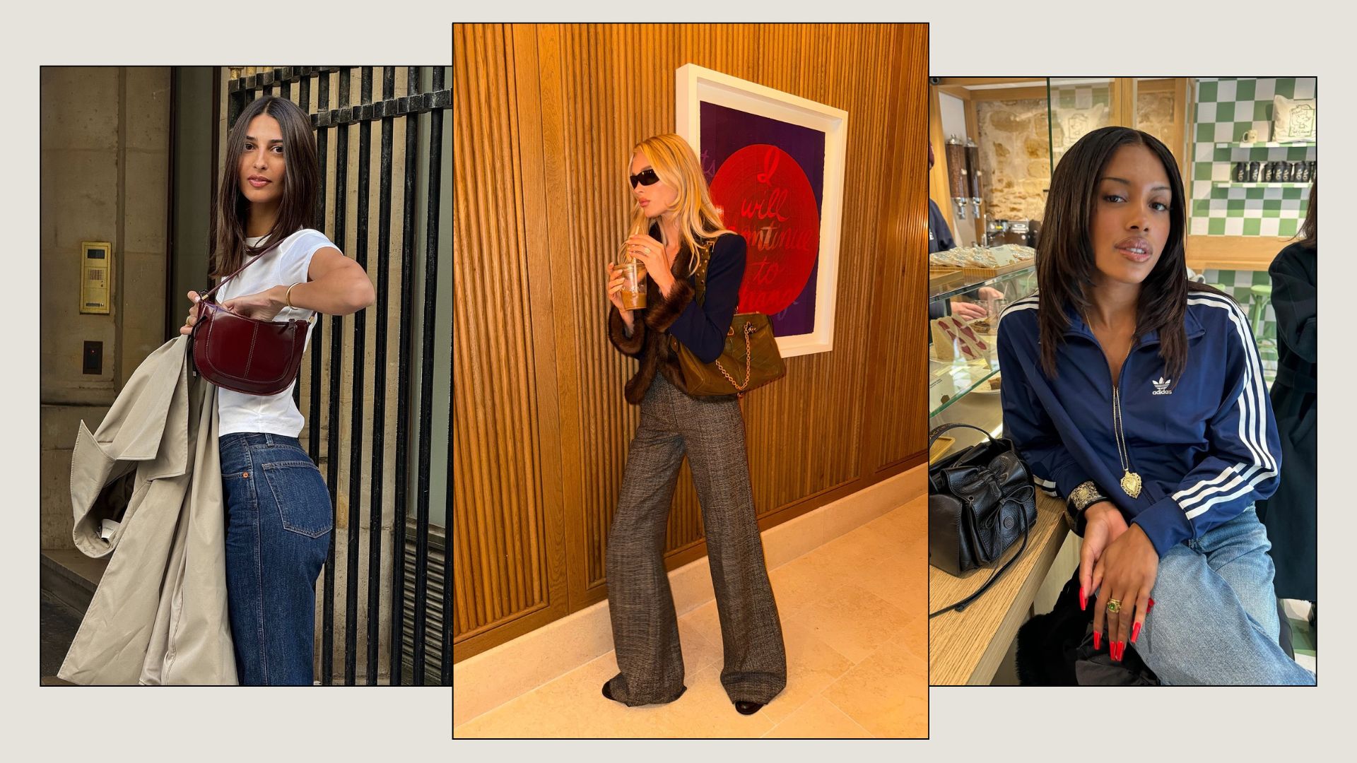 A collage of stylish women with '90s-inspired face-framing layers