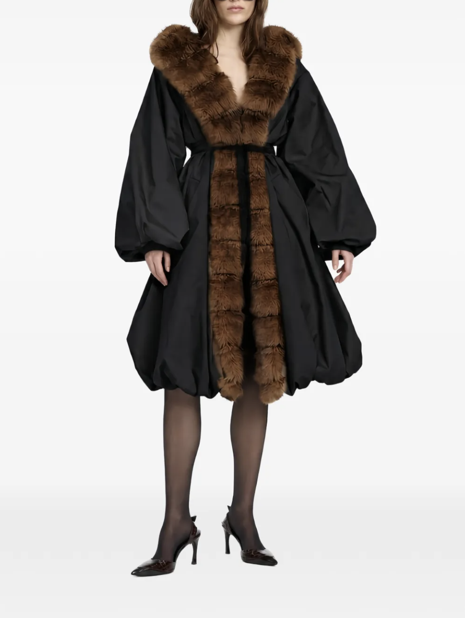 ROTATE BIRGER CHRISTENSEN, Rotate Birger Christensen Faux Fur Collar Coat Black | 36