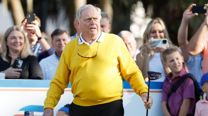 Jack Nicklaus after hitting a ceremonial tee shot at the 2022 Constellation Furyk and Friends