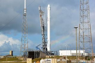 SpaceX's Falcon 9 Rocket and Rainbow