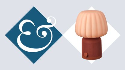 IKEA KULGLASS lamp on tile background next to Homes & Gardens '&' logo.