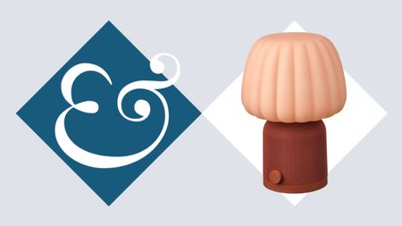 IKEA KULGLASS lamp on tile background next to Homes & Gardens '&' logo.