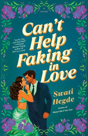 can't help faking in love book cover featuring a couple leaning into one another surrounded by purple flowers