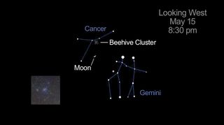 Sky Map Moon Beehive Gemini May 15 2013