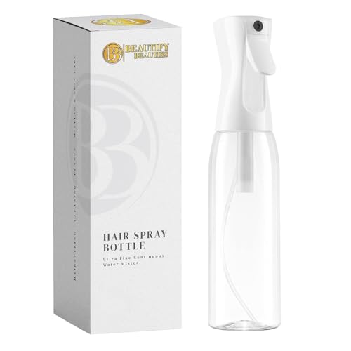 Beautifybeauties Spray Bottle for Hair &amp;ndash; Continuous Mister Spray Bottle for Hairstyling, Cleaning, Plants, Pets, Barbers, Salons, Essential Oil Scents (clear, 16.9oz/500ml) 11" H X 2.6" L