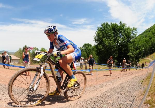 Georgia Gould (Luna Pro Team) on the long fire road climb