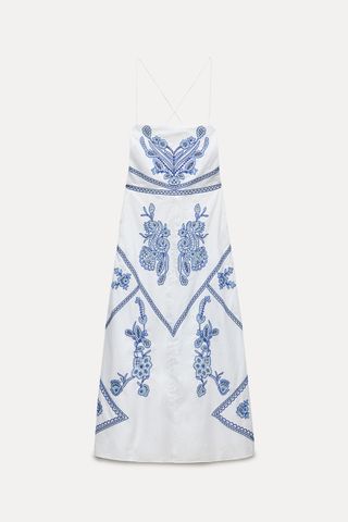 Zara white and blue dress