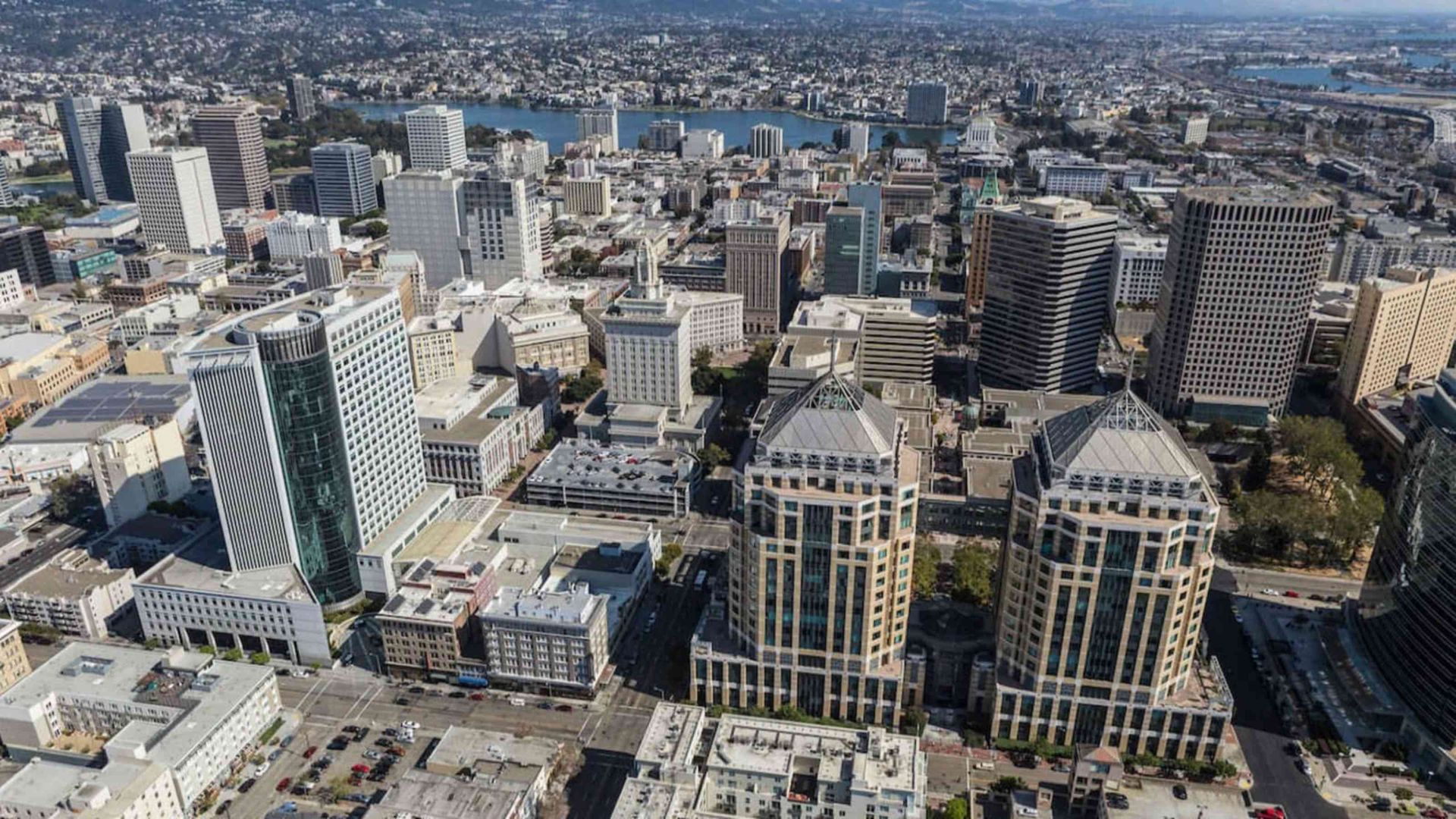 aerial view of downtown Oakland, Calif