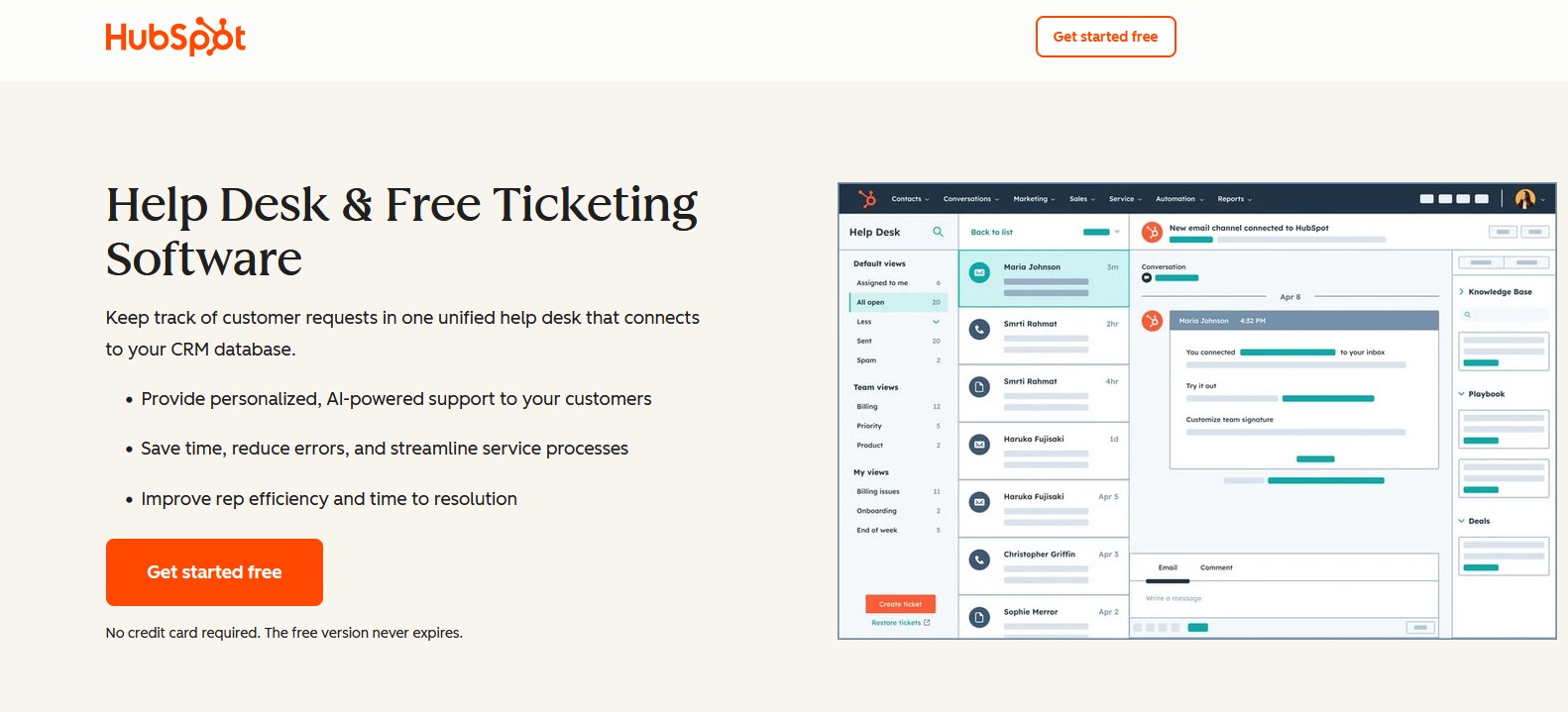 HubSpot help desk &amp;amp; free ticketing software