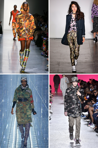 Fashion model, Fashion, Clothing, Runway, Fashion show, Fur, Military camouflage, Camouflage, Joint, Pattern,