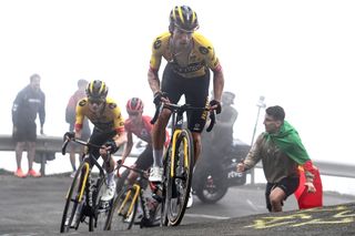 Jumbo-Visma's trio of Vuelta a Espana leaders on the Angliru