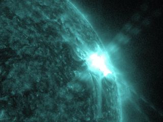 An m-class solar flare on the surface of the sun.