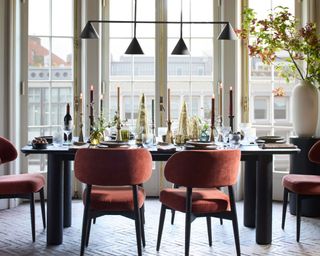 Modern dining room with minimalist christmas decor