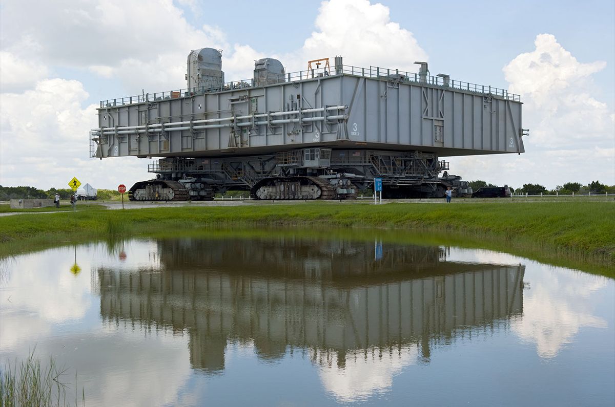 Mobile Launcher Platform-3 returns to the Vehicle Assembly Building after launch of space shuttle Atlantis on the STS-135 mission in 2011.