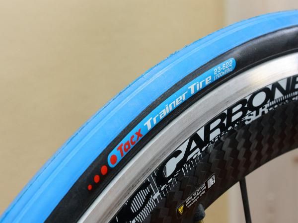Tacx also offers a matching trainer-specific tire with a harder compound and raised center for quieter running