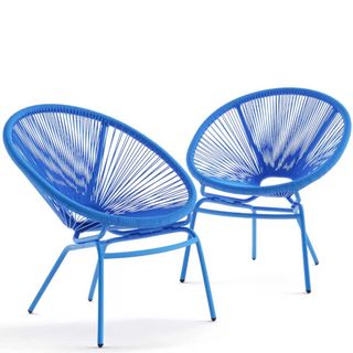 2 Cobalt blue garden chairs