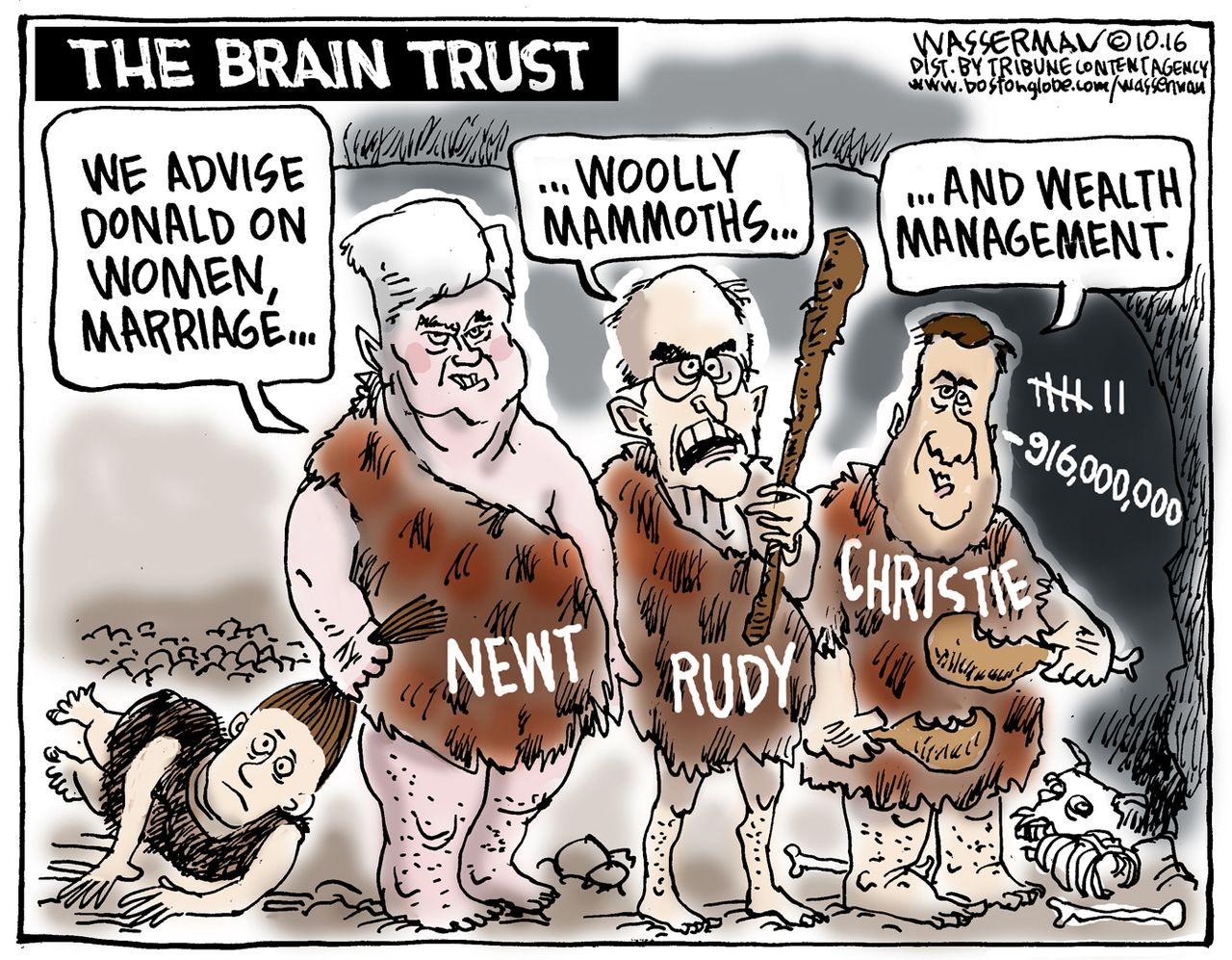 Editorial cartoon U.S. Newt Gingrich Rudy Giuliani Chris Christie