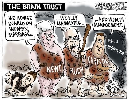 Editorial cartoon U.S. Newt Gingrich Rudy Giuliani Chris Christie